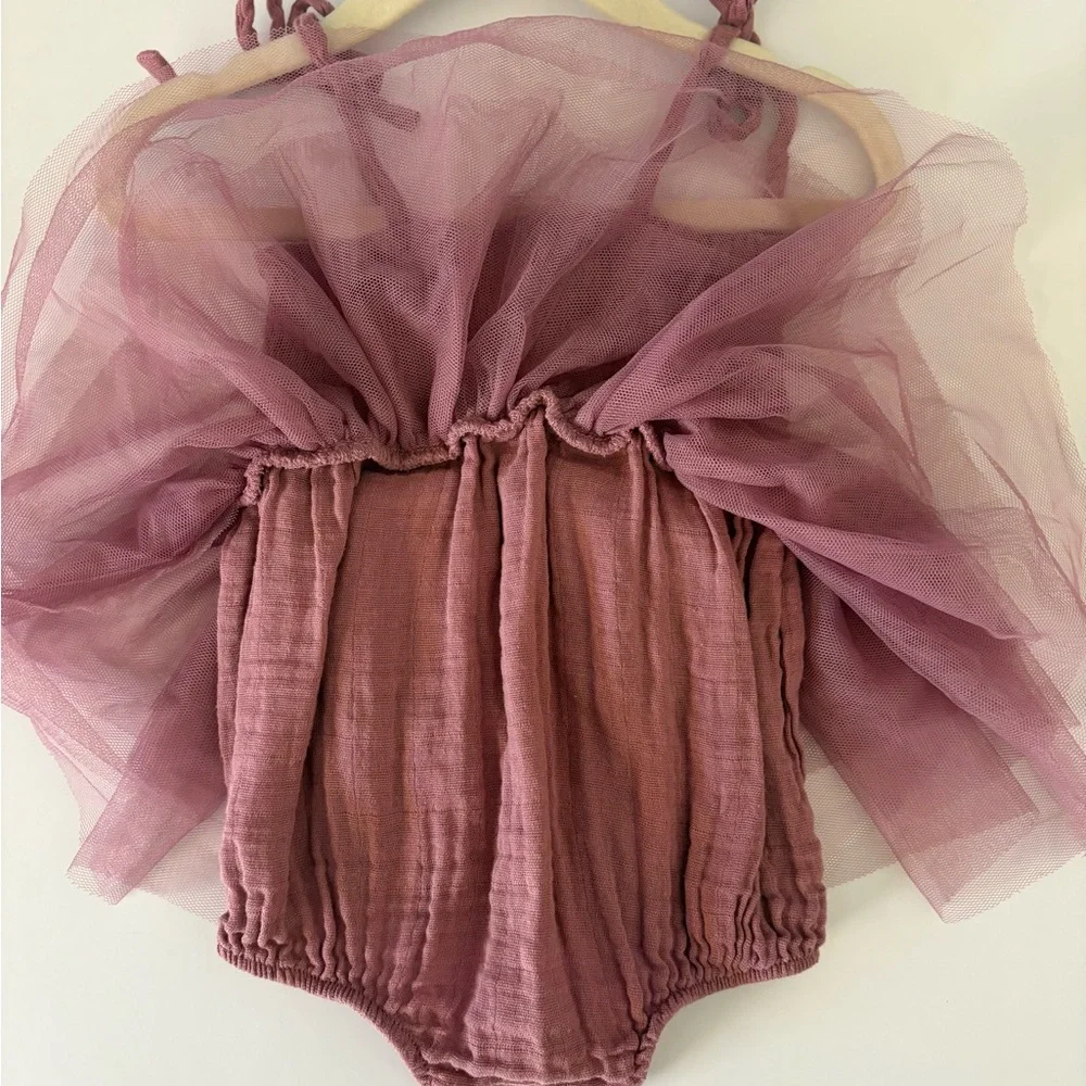 Angel Dear Tulle Baby Romper with choice of bow barrette - Picture 3 of 5